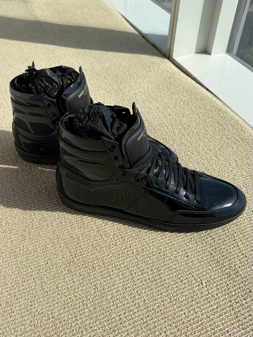 Saint Laurent SL/10H Black Patent Leather High-Top Sneakers (EU 42) - Picture 5 of 10